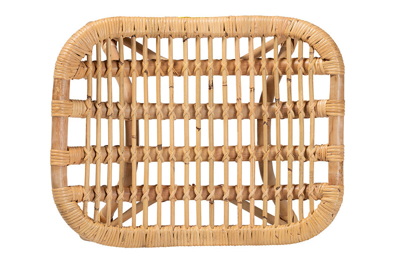 Saffron Natural Brown Rattan Ottoman Baxton