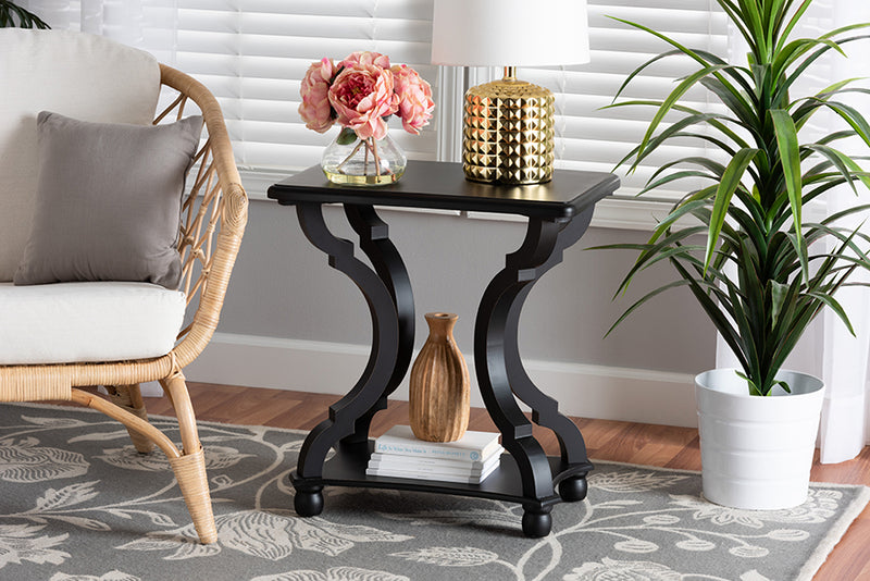 Sumana Classic and Traditional Black Wood End Table