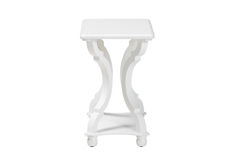 Sumana White Wood End Table Baxton
