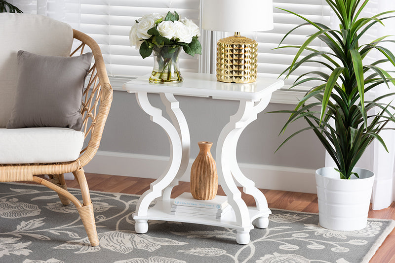 Sumana Classic and Traditional White Wood End Table