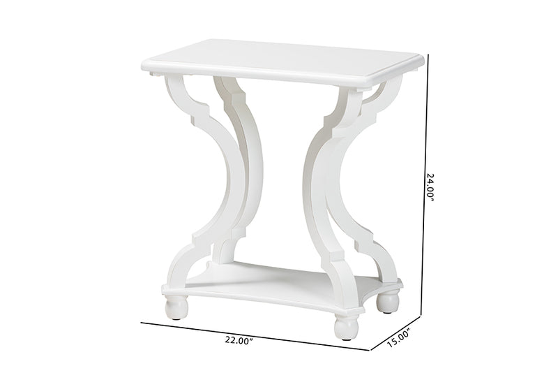 Sumana Classic and Traditional White Wood End Table