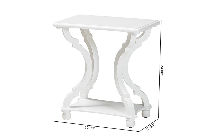 Sumana White Wood End Table Baxton