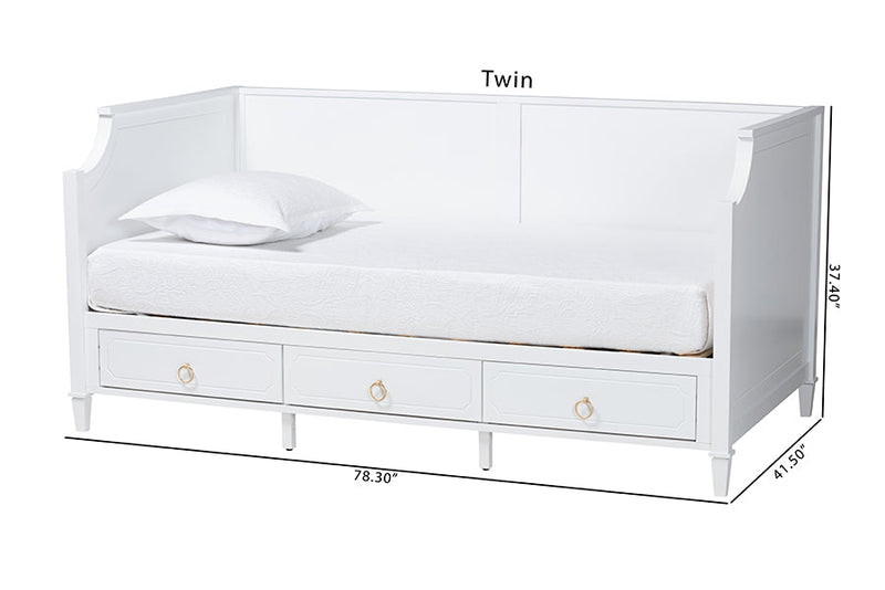 Bilu White Twin Size 3-Drawer Daybed Baxton