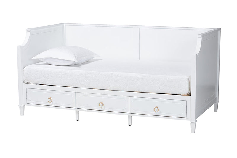 Bilu White Twin Size 3-Drawer Daybed Baxton
