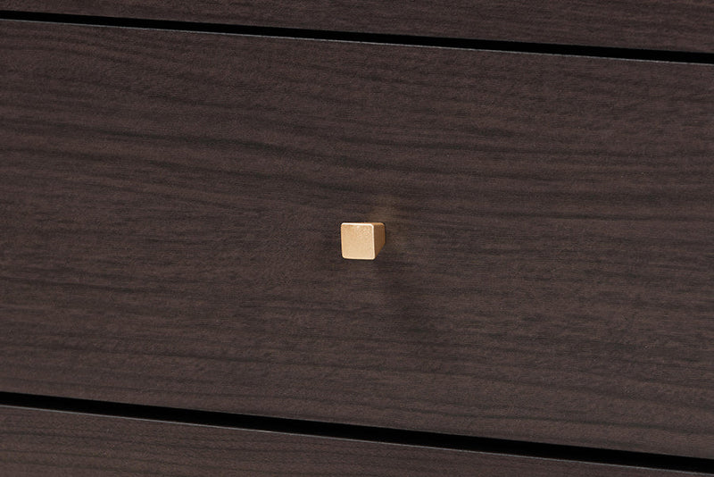 Davina Espresso Brown and Gold Metal 8-Drawer Dresser Baxton