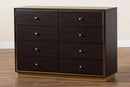 Davina Espresso Brown and Gold Metal 8-Drawer Dresser Baxton