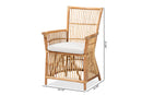 Bardot White Fabric Upholstered and Natural Brown Rattan Armchair Baxton