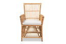 Bardot White Fabric Upholstered and Natural Brown Rattan Armchair Baxton