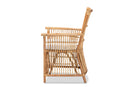 Bardot White Fabric Upholstered and Natural Brown Rattan Armchair Baxton