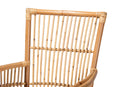 Bardot White Fabric Upholstered and Natural Brown Rattan Armchair Baxton