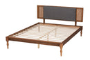 Ainslie Dark Gray Fabric and Walnut Brown Queen Size Platform Bed Baxton