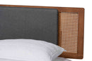Ainslie Dark Gray Fabric and Walnut Brown Queen Size Platform Bed Baxton