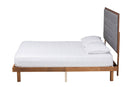 Lillian Gray Fabric and Walnut Brown Queen Size Platform Bed Baxton