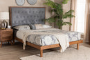 Lillian Gray Fabric and Walnut Brown Queen Size Platform Bed Baxton
