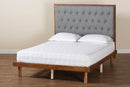 Lillian Gray Fabric and Walnut Brown Queen Size Platform Bed Baxton