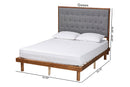 Lillian Gray Fabric and Walnut Brown Queen Size Platform Bed Baxton