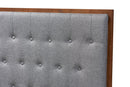Galvan Gray Fabric and Walnut Brown King size Headboard Baxton