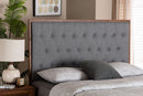 Galvan Gray Fabric and Walnut Brown King size Headboard Baxton