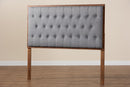 Galvan Gray Fabric and Walnut Brown King size Headboard Baxton
