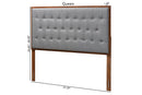 Galvan Gray Fabric and Walnut Brown King size Headboard Baxton