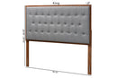 Galvan Gray Fabric and Walnut Brown King size Headboard Baxton