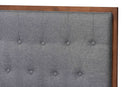 Yorick Gray Fabric and Walnut Brown Queen Size Platform Bed Baxton