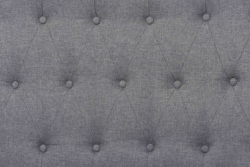 Yorick Gray Fabric and Walnut Brown Queen Size Platform Bed Baxton
