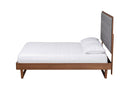 Idalia Gray Fabric and Walnut Brown Queen Size Platform Bed Baxton