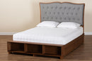 Daina Gray Fabric and Walnut Brown Queen Size Platform Storage Bed Baxton