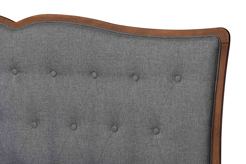 Daina Gray Fabric and Walnut Brown Queen Size Platform Storage Bed Baxton