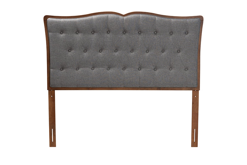 Adanna Gray Fabric and Walnut Brown Queen Size Headboard Baxton