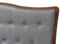 Adanna Gray Fabric and Walnut Brown King Size Headboard Baxton