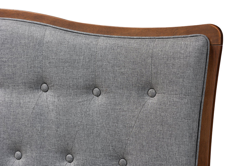 Adanna Gray Fabric and Walnut Brown Queen Size Headboard Baxton