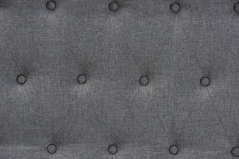 Adanna Gray Fabric and Walnut Brown Queen Size Headboard Baxton