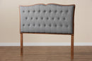 Adanna Gray Fabric and Walnut Brown King Size Headboard Baxton