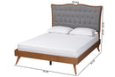Perris Gray Fabric and Walnut Brown Queen Size Platform Bed Baxton