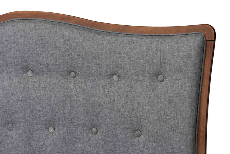 Perris Gray Fabric and Walnut Brown Queen Size Platform Bed Baxton