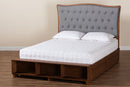 Carita Gray Fabric and Walnut Brown Queen Size Platform Storage Bed Baxton