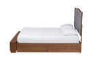 Carita Gray Fabric and Walnut Brown Queen Size Platform Storage Bed Baxton