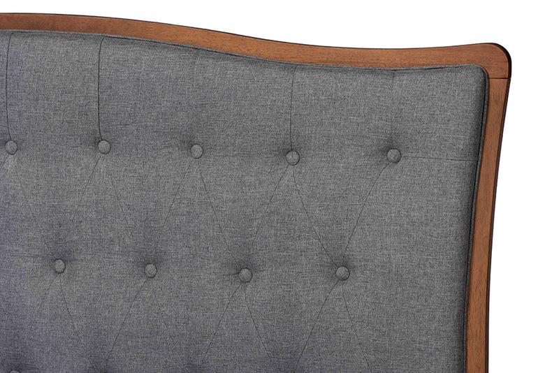 Carita Gray Fabric and Walnut Brown Queen Size Platform Storage Bed Baxton