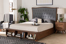 Carita Gray Fabric and Walnut Brown Queen Size Platform Storage Bed Baxton