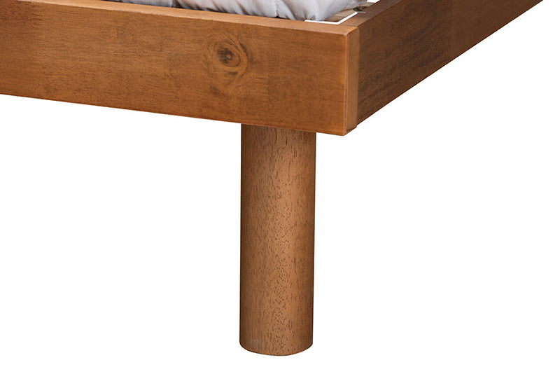 Rita Gray Fabric and Walnut Brown Queen Size Platform Bed Baxton