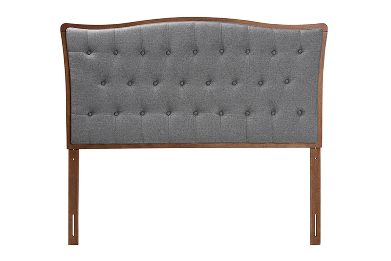 Wesley Gray Fabric and Walnut Brown Queen Size Headboard Baxton