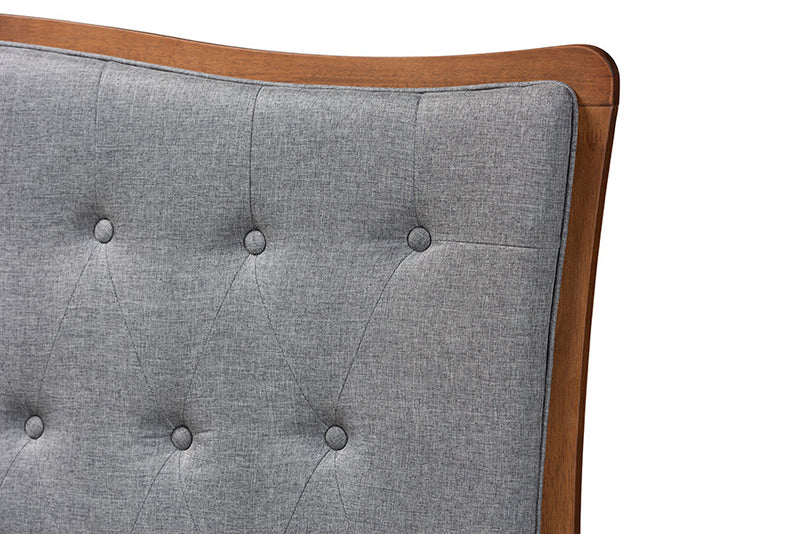 Wesley Gray Fabric and Walnut Brown Queen Size Headboard Baxton