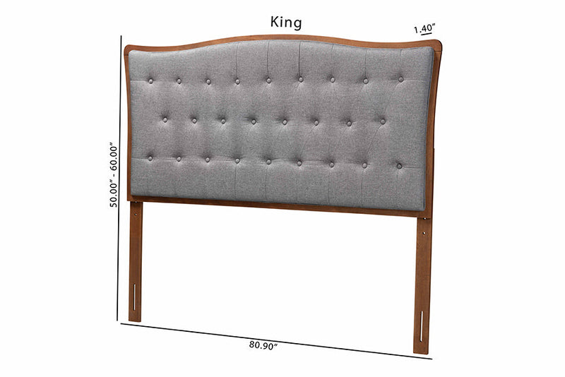 Wesley Gray Fabric and Walnut Brown Queen Size Headboard Baxton