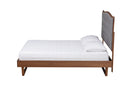 Kaka Gray Fabric and Walnut Brown Queen Size Platform bed Baxton