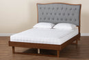 Kaka Gray Fabric and Walnut Brown Queen Size Platform bed Baxton