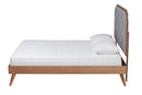 Darina Gray Fabric and Walnut Brown Wood King Size Platform Bed Baxton