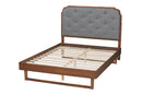 Daiwa Gray Fabric and Walnut Brown Wood Queen Size Platform Bed Baxton