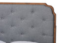 Daiwa Gray Fabric and Walnut Brown Wood Queen Size Platform Bed Baxton